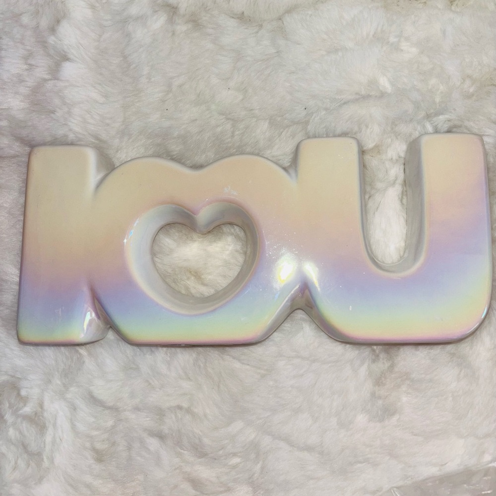 I❤️U ~ I LOVE YOU~ Ceramic iridescent Makeup Brush Cosmetic Tools Or Flower Vase